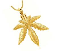 WOZOKI Maples Leaves Cremation Lockets Urn Pendants for Pet, Gold | Elegant Maples Leaves Cremation Lockets Urn Pendants for Pet Ashes, Furs Memorial and Human Rememberings