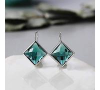 WOZUIMEI Chinese Style Earrings Eardrop Green Crystal Square Big Earrings Female Simple Japanese Korean Temperament Personality Matching All S925 Silver Earrings Ear Jewelrygreen