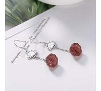WOZUIMEI Chinese Style Earrings Eardrop S925 Sterling Anemone Natural Strawberry Crystal Lotus Earrings Simple Personality Matching All Female Earrings AccessoriesAs Shown