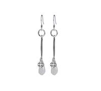 WOZUIMEI Chinese Style Earrings Eardrop S925 Sterling Silver Nephrite Magnolia Personality Eldest Female Earrings Temperament Simple Silver Earrings As Shown