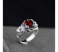 WOZUIMEI Chinese Style Ring Jewelry S925 Pure Silver Ring Jewelry Jewelry Thai Personality Faceted Pomegranate Red Ringring, m