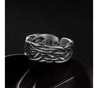 WOZUIMEI Chinese Style Ring Jewelry S990 Pure Silver Retro Woven Ring Personality Match All Antique Female Opening Pure Silver RingAdjustable Opening