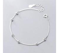 WOZUIMEI S925 Silver Bracelet Women's Japanese and Korean Style Simple Fashion Small Fresh Style Light Bead Box Chain JewelryAnklet