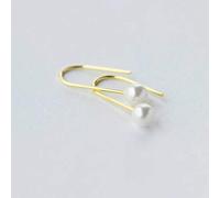 WOZUIMEI S925 Silver Earrings Fashion Korean Simple Synthetic Pearl Shell Earrings Simple and Cute Femalegold