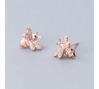 WOZUIMEI S925 Silver Earrings Female Hansen Literary Style Diamond Bee Earrings Cute Insectsrose Gold