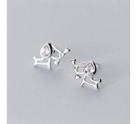 WOZUIMEI S925 Silver Earrings Female Korean Art Style Diamond Doggy Earrings Cute Animal FemaleA Pair