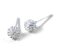 WOZUIMEI S925 Silver Earrings Female Korean Style Forest Sweet Dandelion Earrings Temperament Round SweetA Pair
