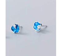 WOZUIMEI S925 Silver Flower Earrings Female Korean Art Style Pink Petals Sweet Lotus Artblue