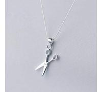 WOZUIMEI S925 Silver Necklace Female Korean Fashion Personality Scissors Necklace Short Clavicle Chain Literary PendantAs Shown