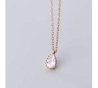 WOZUIMEI S925 Silver Necklace Female Korean Style Cute Transparent Water Drop Clavicle Chain Fashion Diamond Chainwhite