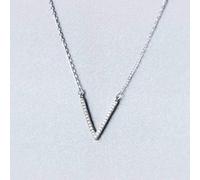 WOZUIMEI S925 Silver Necklace Korean Fashion Style Studded Drill Clavicle Short-Chain V-Shaped Sets of Chain Letters JewelryS925 Silver Sheath Strand
