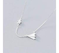 WOZUIMEI S925 Silver Necklace Pendant Necklace Women's Style Paper Airplane Lady's Fashion Single Drill Clavicle Chain Star JewelryS925 Silver Sheath Strand