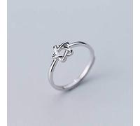 WOZUIMEI S925 Silver Ring Female Korean Art Style Hollow Five-Pointed Star Opening Ring Temperament Single RingAdjustable Ring