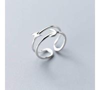 WOZUIMEI S925 Silver Ring Female Korean Double Moon Love Round Moon Star Open RingLightning Moon, Adjustable