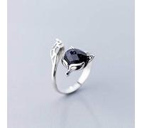WOZUIMEI S925 Silver Ring Female Korean Fashion Temperament Fox Open Ring Cute Animal Index Finger RingPurple Sands, Adjustable