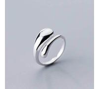 WOZUIMEI S925 Silver Ring Female Korean Simple Glossy Drop-Shaped Open Ring Personality Drop-Shaped Joint RingAdjustable Ring