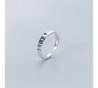 WOZUIMEI S925 Silver Ring Female Korean Style Simple Literary Style Glossy Wave Fashion Open RingAdjustable Ring