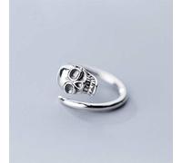 WOZUIMEI S925 Silver Rings Women's Japanese and Korean Fashion Simple Personality Skull Ring Opening Strange Bone Joint Ring JewelryS925 Silver Ring, Opening Adjusted
