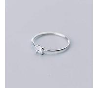WOZUIMEI S925 Silver Rings Women's Japanese and Korean Style Simple Small Fresh Fashion Trend Personality Square Diamond Ring Jewelrywhite Diamond, L1/2