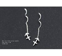 WOZUIMEI S925 Tremella Line Female Korean Style Mori Personality 12 Constellation Ear Line Temperament Wave Ear ChainSagittarius