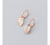 WOZUIMEI S925 White Fungus Buckle Female Korean Style Literary Style Diamond Leaf Ear Buckle Temperament Leaf Ear Ringrose Gold
