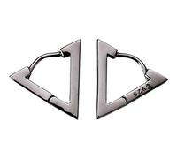 WOZUIMEI S925 White Fungus Buckle Men and Women Simple Triangle Earrings Black Personality Geometric ShapeA Pair