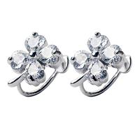WOZUIMEI S925 White Fungus Clip Female Korean Art Style Diamond-Studded Flowers Without Pierced EarringsA Pair