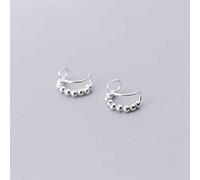 WOZUIMEI S925 White Fungus Clip Female Korean Fashion Personality Round Pearl Beads Double Ear Clip Without Pierced Earrings Jewelrysilver