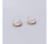 WOZUIMEI S925 White Fungus Clip Female Korean Fashion Personality Round Pearl Beads Double Ear Clip Without Pierced Earrings Jewelrygold Rose