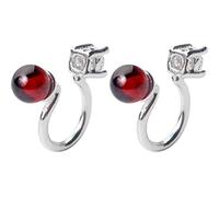 WOZUIMEI S925 White Fungus Clip Female Korean Pomegranate Red Single Diamond Ear Clip Without Pierced Ear Bone Clip Earrings Personalized JewelryA Pair