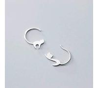 WOZUIMEI S925 White Fungus Hook Women's Korea Small Fresh Asymmetric Cute Little Animals Cat Ear JewelryS925 Silver Earrings