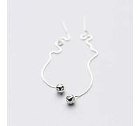 WOZUIMEI S925 White Fungus Line Female Korean Fashion Sweet Hollow Small Ball Ear Line Simple and Long TemperamentA Pair