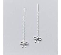 WOZUIMEI S925 White Fungus Line Female Korean Fashion Sweet Small Bow Ear Line Simple LadyA Pair