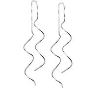 WOZUIMEI S925 White Fungus Line Handmade Earrings Female Wave-Shaped Long Earrings S-Shaped Wave EarringsA Pair
