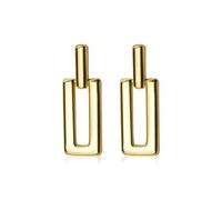 WOZUIMEI S925 White Fungus Nail Female Korean Literature and Art Style Hollowed Out Rectangle Sweet Geometric Shapegold
