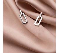 WOZUIMEI S925 White Fungus Nail Female Korean Literature and Art Style Hollowed Out Rectangle Sweet Geometric Shapesilver