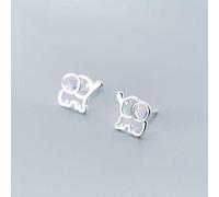WOZUIMEI S925 White Fungus Nail Female Korean Style Literary Style Synthesis Opal Elephant FashionEarrings