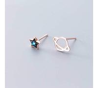 WOZUIMEI S925 White Fungus Nail Female Korean Style Simple Literary Style Planet Star Asymmetrygold Rose