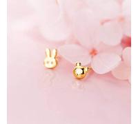 WOZUIMEI S925 White Fungus Nails Female Korean Art Style Cute Rabbit Asymmetrical Bear Sweet Animal Earringsgold
