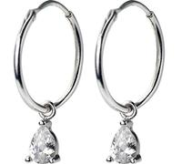 WOZUIMEI S925 White Fungus Ring Women's Japanese and Korean Style Simple and Short Ears Diamond Teardrop-Shaped Earrings Hanging Style Ear Buckle Jewelrya Pair, 925 Silver