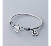 WOZUIMEI S990 Silver Bracelet Women's Fashion Trend Rudder Anchor Thai Silver Bracelet Style Personalized Ornaments Hand Twist JewelrySmooth Style, S999 Silver