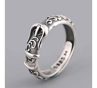 WOZUIMEI Silver Vintage Art Deco Sterling Silver Unisex Ring, One Size, Cocktail Party, Adjustable Opening