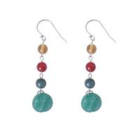 WOZUIMEI Stud Earrings for Women Handmade S925 Silver Crystal Aventurine Jade Temperament Eardrop Earring Ethnic Style DIY Jade Lotus Personalized Ancient Style EarringsAs Shown, 925 Silver