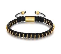 WP WEPICK Mens Leather Bracelet 18K Gold Plated Bracelets for Men Adjustable Franco Chain Link Stainless Steel Handmade Braided Men Gold-plated Bracelet Jewelry Gift, 6.5-8 in for Wrist, no gemstone