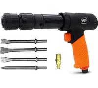 WP WORKPAD Air Hammer, 270mm Long Barrel, 4pcs Chisels, Quick Change Retainer, Straight Edge, High Carbon Steel Blade, Air Chisel Kit