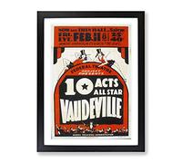 Wpa Acts All Star Vaudeville Theatre Poster Vintage Framed Print | A4 Black Framed Wall Art | Ready to Hang | Classic Space Picture | Living Room Bedroom Lounge Office