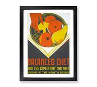 Wpa Balanced Diet Poster Vintage Framed Print | A2 Black Framed Wall Art | Ready to Hang | Classic Nature Picture | Living Room Bedroom Lounge Office