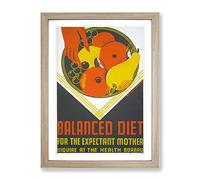 Wpa Balanced Diet Poster Vintage Framed Print | A2 Oak Framed Wall Art | Ready to Hang | Classic Nature Picture | Living Room Bedroom Lounge Office