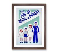 Wpa Being A Parent Poster Vintage Framed Wall Art Print, Ready to Hang Picture for Living Room Bedroom Home Office Décor, Walnut A4 (34 x 25 cm)