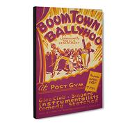 Wpa Boom Town Ballyhoo Theatre Poster Canvas Print | Gallery Wrapped 30mm Frame Wall Art | 30x20 inches | Ready to Hang | Retro Picture | Living Room Bedroom Lounge Office